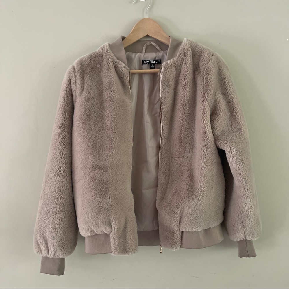 Jacket in Cream and Tan with Ribbed Cuffs